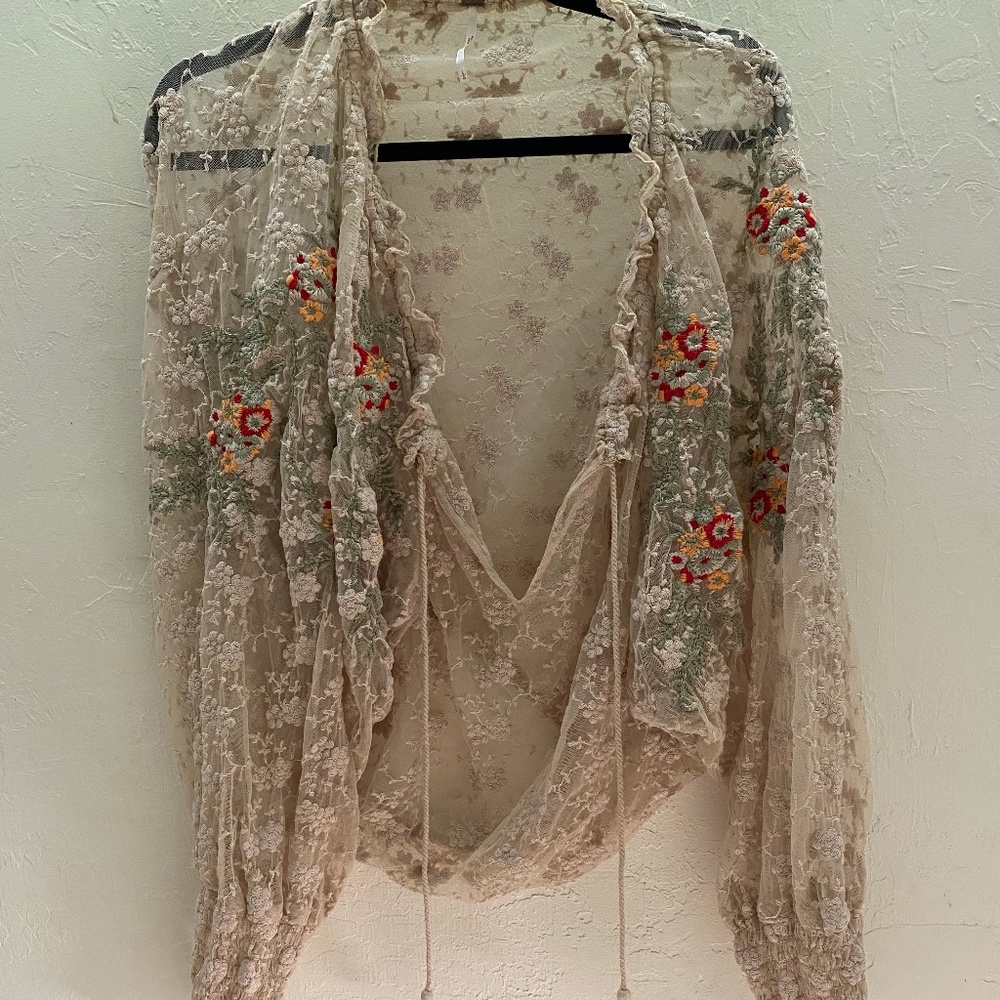 Free People sheer lace top